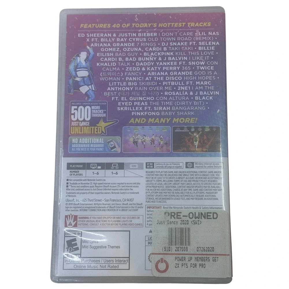 Just Dance 2020 Nintendo Switch Ubisoft Video Game Cartridge with Case
